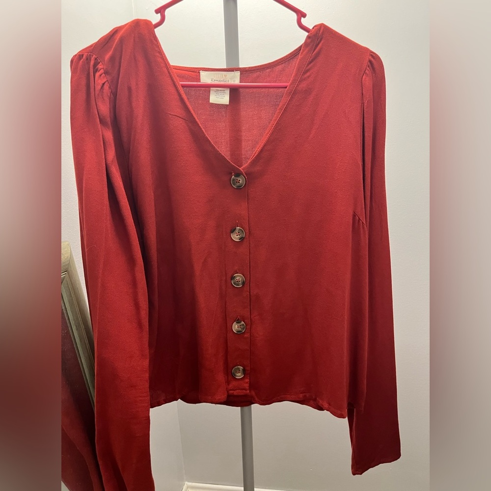 Burnt Orange Button Blouse